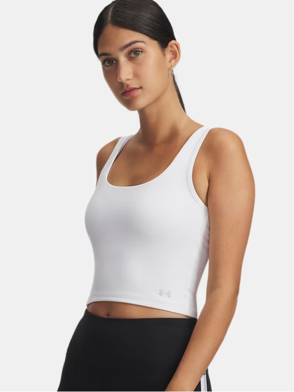 Under Armour White Scoop Neck Crop Tank Top New